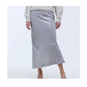 Madewell NWT Size 12 Silver/Grey Sequin Sparkly Maxi Pencil Skirt Cocktail Party
